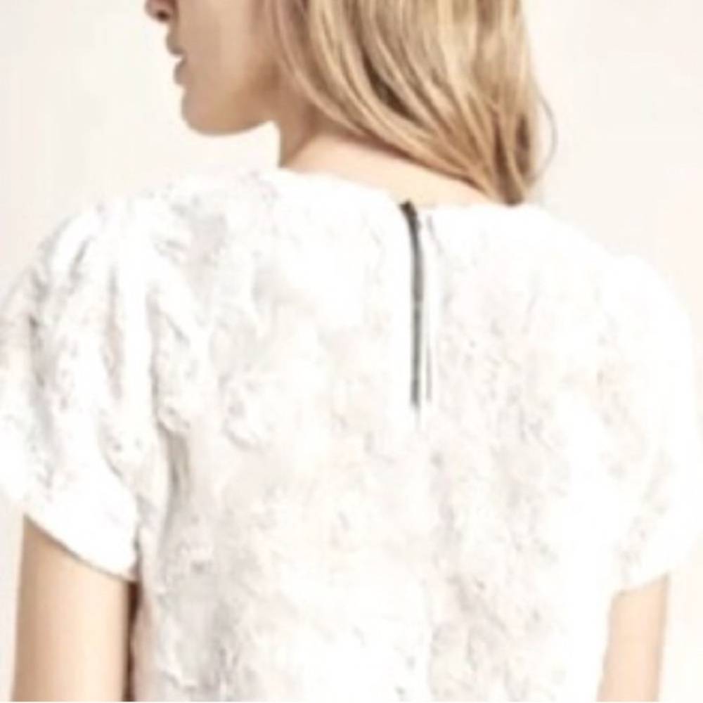 Anthropologie x Leifsdottir | Cream White Lined Faux Fur Top Exposed zip… - Picture 4 of 13
